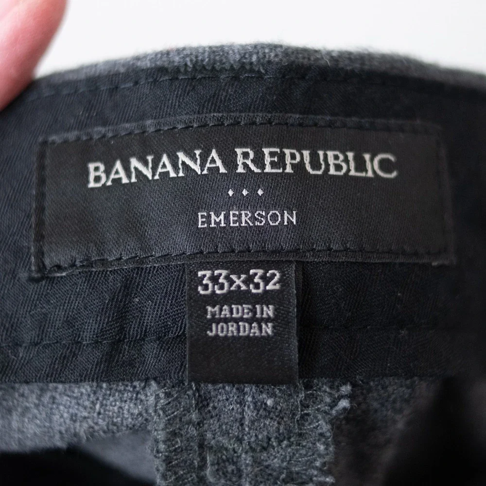 Banana Republic Emerson Dress Pants Mens 33x32 Dark Gray Wool Blend